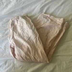 Sold! || Striped White and Light Pink Brandy Melville Anastasia Pants